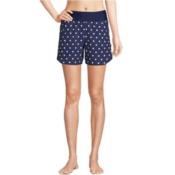 Lands End Swim/Board Shorts Navy White Polka Dot NEW 4 - Picture 2 of 10